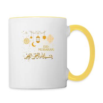 Ramadan, Eid Mubarak - Tasse zweifarbig - Weiß/Gelb - Rechts