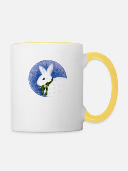 Winter Hase - Tasse zweifarbig - Weiß/Gelb