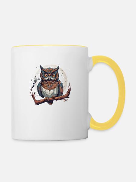 magic owl 2 - Tasse zweifarbig - Weiß/Gelb
