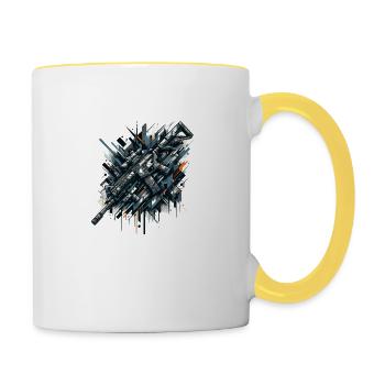 Synthèse de la guerre urbaine - Mug contrasté - blanc/jaune - Droite
