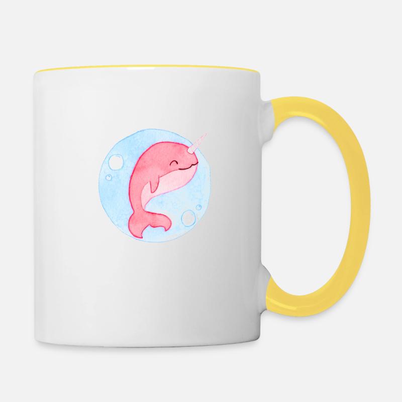 Mignon bébé baleine - Mug contrasté - blanc/jaune