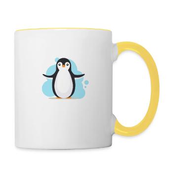 Pingouin heureux - Mug contrasté - blanc/jaune - Droite