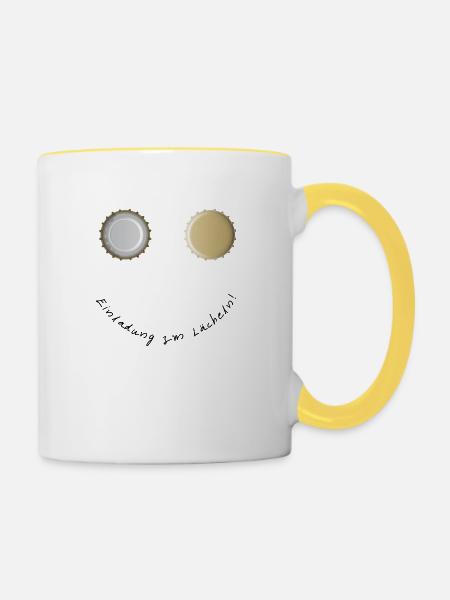 Einladung zm Lächeln - Tasse zweifarbig - Weiß/Gelb