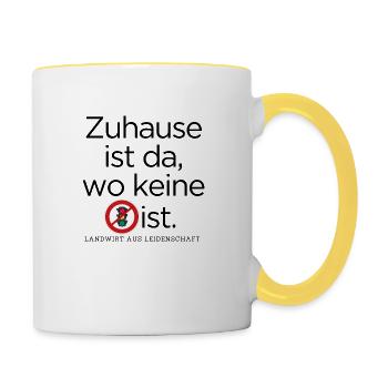 Zuhause ist da, wo keine Ampel ist/2 - Tasse zweifarbig - Weiß/Gelb - Rechts