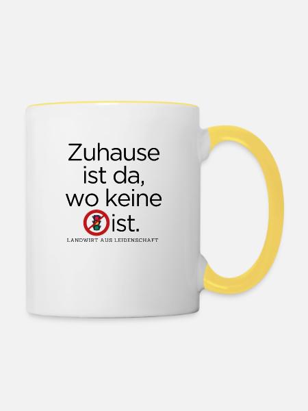 Zuhause ist da, wo keine Ampel ist/2 - Tasse zweifarbig - Weiß/Gelb