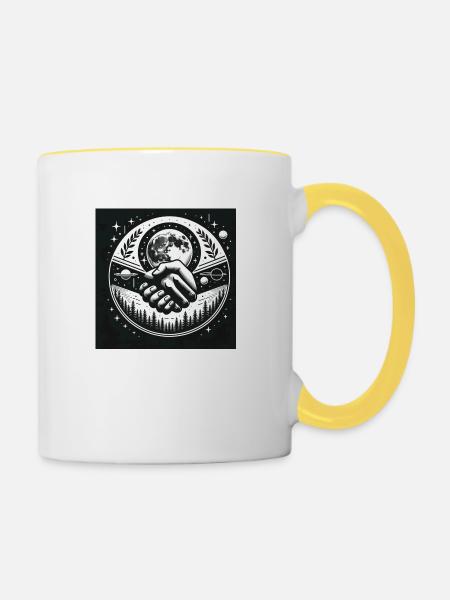 Kosmische Verbindung - Tasse zweifarbig - Weiß/Gelb