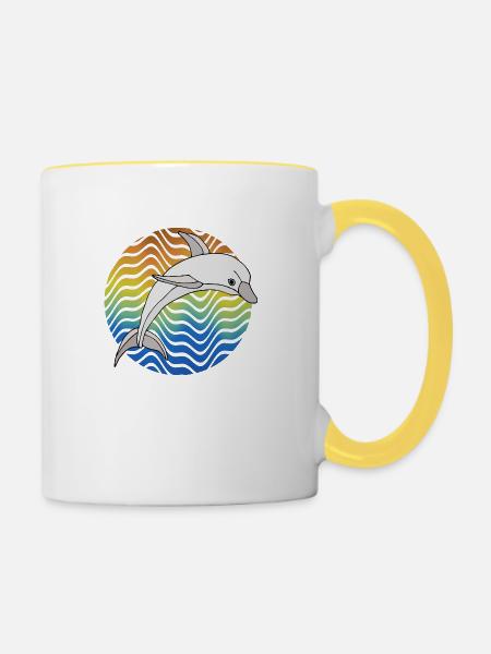 Delfin - Tasse zweifarbig - Weiß/Gelb