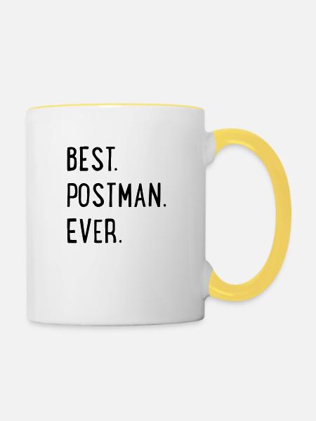 Postbote - Tasse zweifarbig - Weiß/Gelb