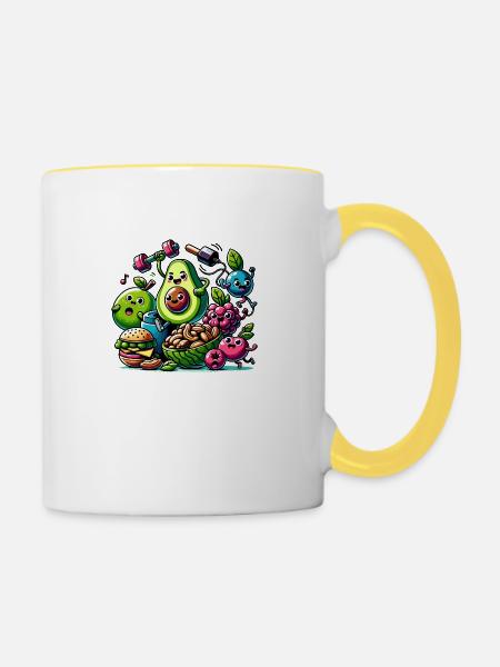 Gesunde Gewohnheiten Crew - Tasse zweifarbig - Weiß/Gelb