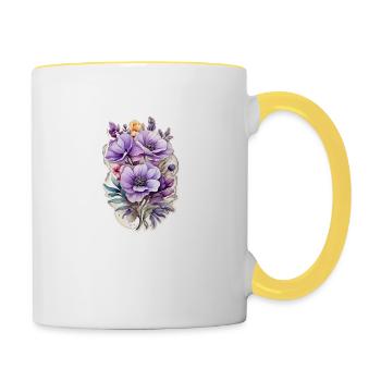 Blaue Wildblume - Tasse zweifarbig - Weiß/Gelb - Rechts