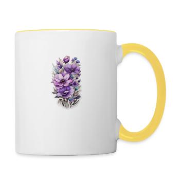 Blaue Wildblume - Tasse zweifarbig - Weiß/Gelb - Rechts