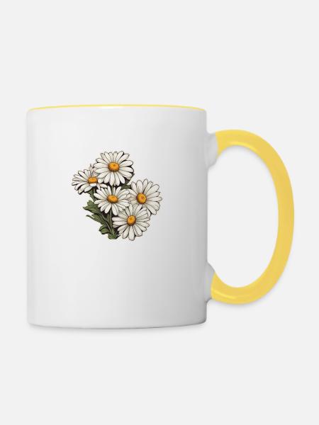 Gänseblümchen 5 Blüten - Tasse zweifarbig - Weiß/Gelb