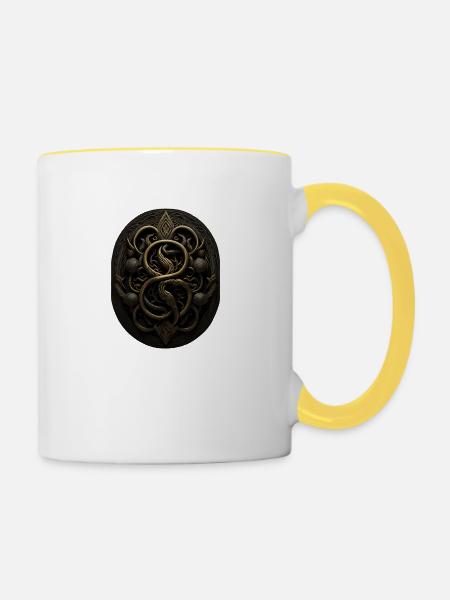 Maya Schwarz-Gold-Monogramm - Tasse zweifarbig - Weiß/Gelb