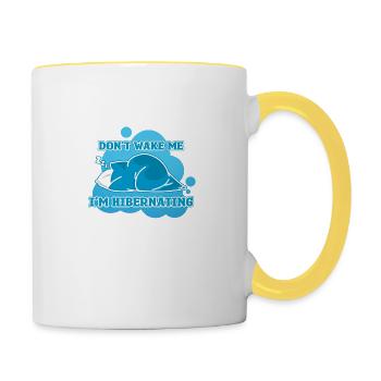 Wecke mich nicht, ich schlafe - Tasse zweifarbig - Weiß/Gelb - Rechts