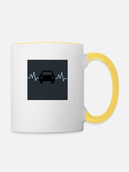 auto - Tasse zweifarbig - Weiß/Gelb