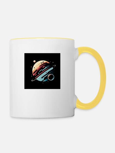 Kosmische Eleganz - Tasse zweifarbig - Weiß/Gelb