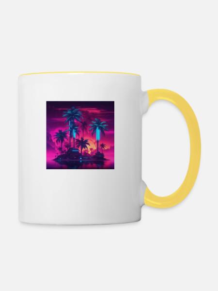 Insel - Tasse zweifarbig - Weiß/Gelb
