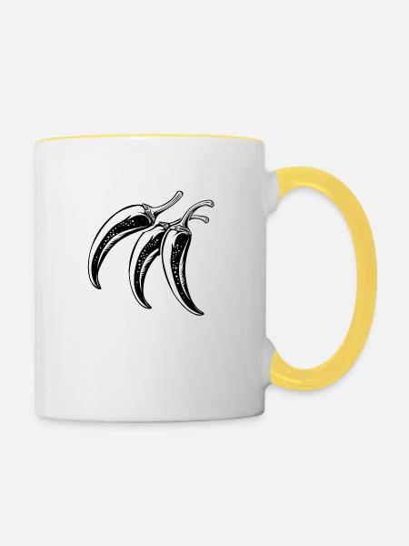 Chili - Tasse zweifarbig - Weiß/Gelb