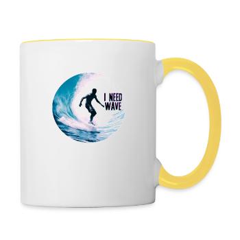 Surfer on the Wave Need Wave - Contrasting Mug - white/yellow - Right
