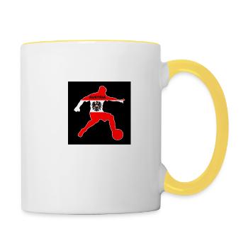 Footballeur autrichien avec le drapeau de l’Autriche - Mug contrasté - blanc/jaune - Droite