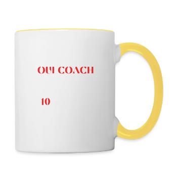 On dit : Oui coach Sinon c'est 10 pompes - Mug contrasté - blanc/jaune - Droite