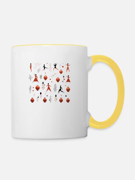 Wurzel Yoga - Tasse zweifarbig - Weiß/Gelb