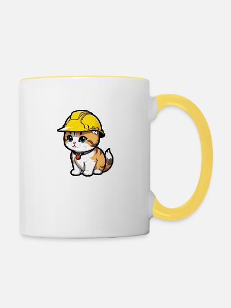 Chat-Worker - Tasse zweifarbig - Weiß/Gelb