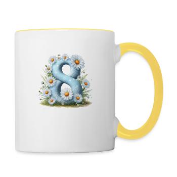 Nr. 8 eit digitale Hintergrundnummer Vektorzeichen Tal - Tasse zweifarbig - Weiß/Gelb - Rechts