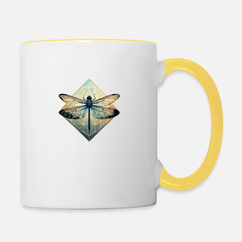 Libellule - Mug contrasté - blanc/jaune