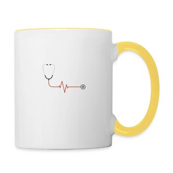Super Infirmière - T-shirt Infirmière - Mug contrasté - blanc/jaune - Droite