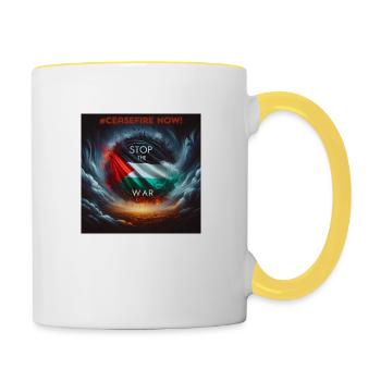 Arrêtez la guerre et libérez la Palestine - Mug contrasté - blanc/jaune - Droite