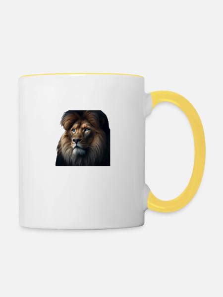 Majestätischer Löwe - Tasse zweifarbig - Weiß/Gelb