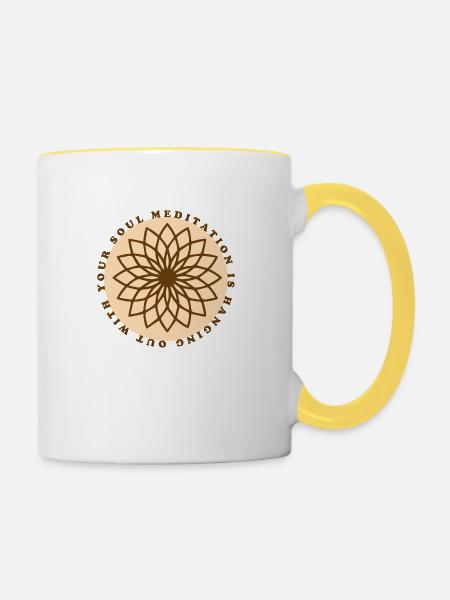 meditation - Tasse zweifarbig - Weiß/Gelb