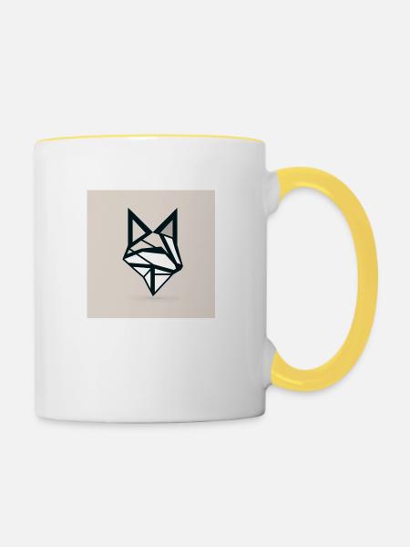 Geometrischer Minimalfuchs - Tasse zweifarbig - Weiß/Gelb