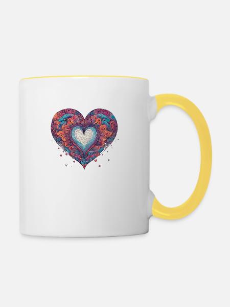 Heart psychedelic - Tasse zweifarbig - Weiß/Gelb