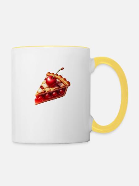 Kirschkuchen - Tasse zweifarbig - Weiß/Gelb