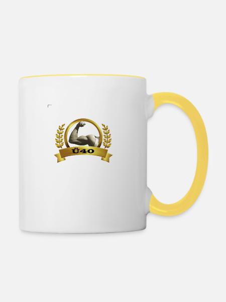 ü40bizeps - Tasse zweifarbig - Weiß/Gelb