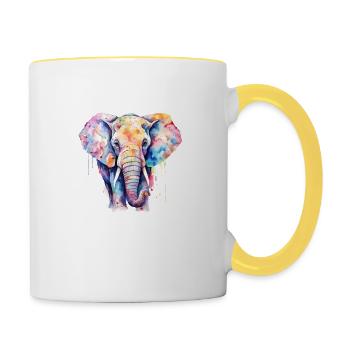 Watercolor Elephant - Contrasting Mug - white/yellow - Right