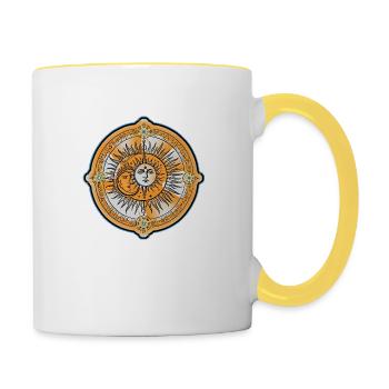 Sun, moon and stars - Contrasting Mug - white/yellow - Right