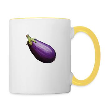 Violet d’aubergine - Mug contrasté - blanc/jaune - Droite