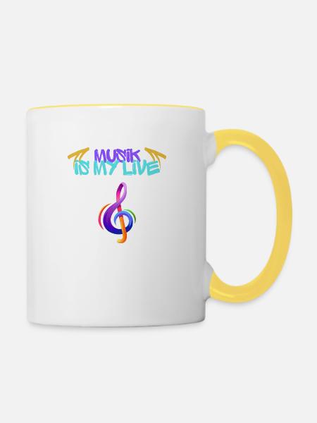 Musik - Tasse zweifarbig - Weiß/Gelb