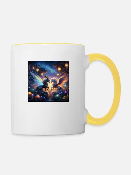 mystical creatures - Tasse zweifarbig - Weiß/Gelb