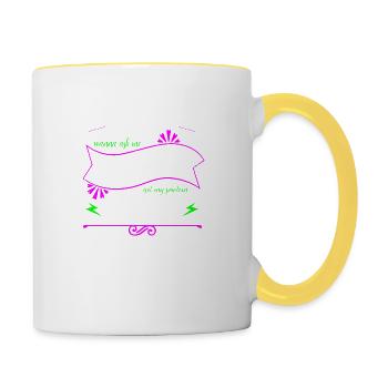 cool happy birthday sayings statement vegetarian - Contrasting Mug - white/yellow - Right