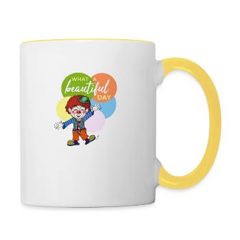 what a beautiful day - Tasse zweifarbig - Weiß/Gelb - Rechts