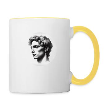 Porträt eines jungen hübschen Manns - Tasse zweifarbig - Weiß/Gelb - Rechts