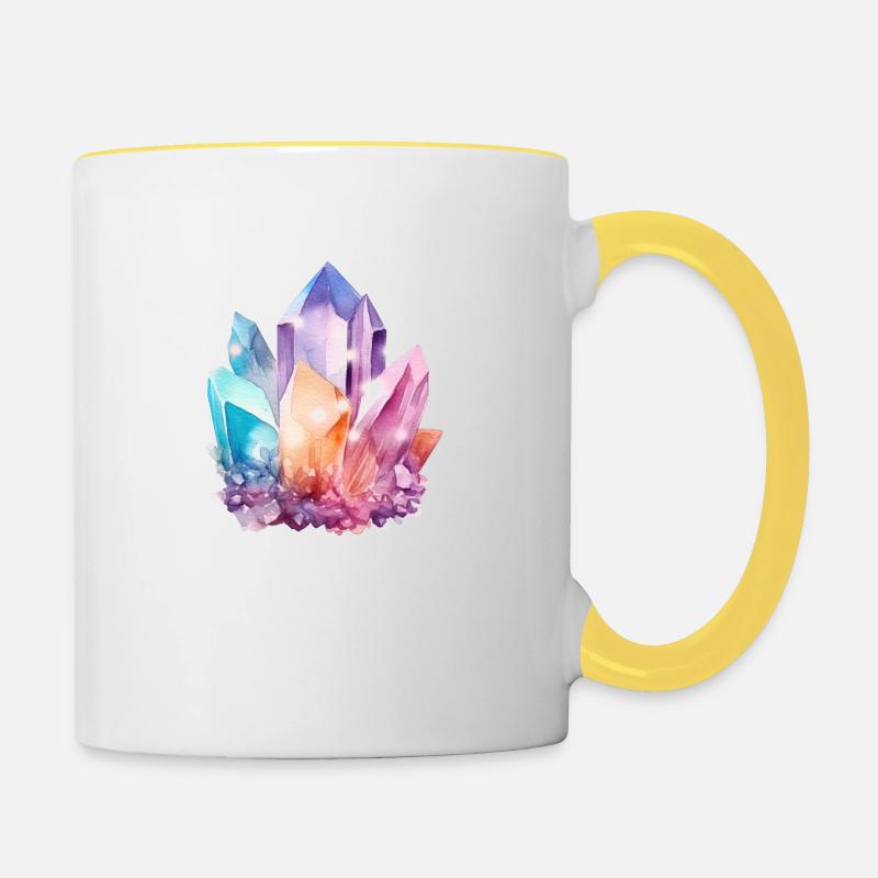 Bunter Kristall - Tasse zweifarbig - Weiß/Gelb