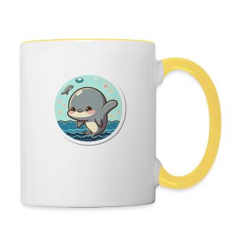 Wal-Liebhaber - Tasse zweifarbig - Weiß/Gelb - Rechts