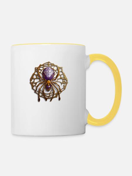 Spinne - Tasse zweifarbig - Weiß/Gelb