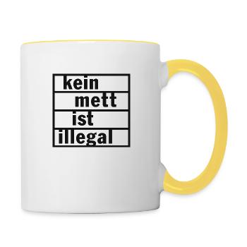 kein Mett ist illegal - Tasse zweifarbig - Weiß/Gelb - Rechts