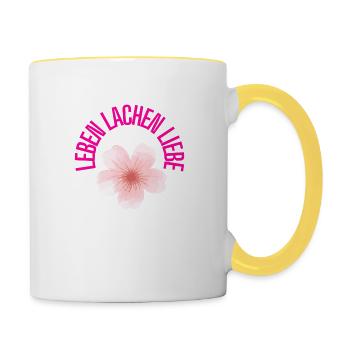 Life, Laughter, Love - Contrasting Mug - white/yellow - Right